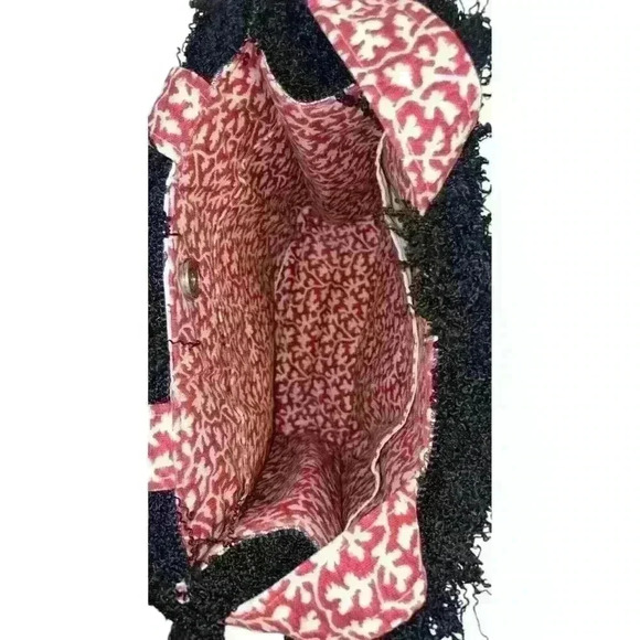 BagDaddy Red And Black Purse, Handbag, Tote With Fringe Vintage Inspired Pattern - Picture 3 of 7